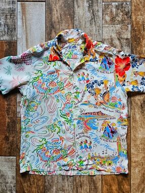 Vintage BEAMS Aloha Shirt Medium Patchwork Hawaiian Shirt Y2K Resort Core Street